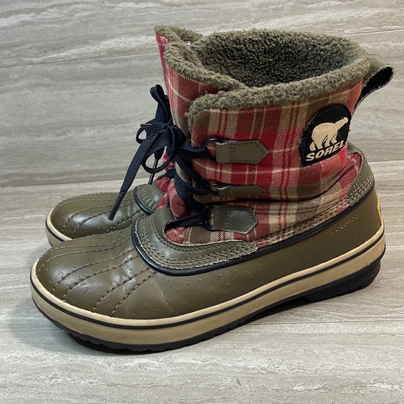 Sorel Tivoli Plaid Waterproof Short Duck Boots Womens Size 9 - Picture 4 of 12